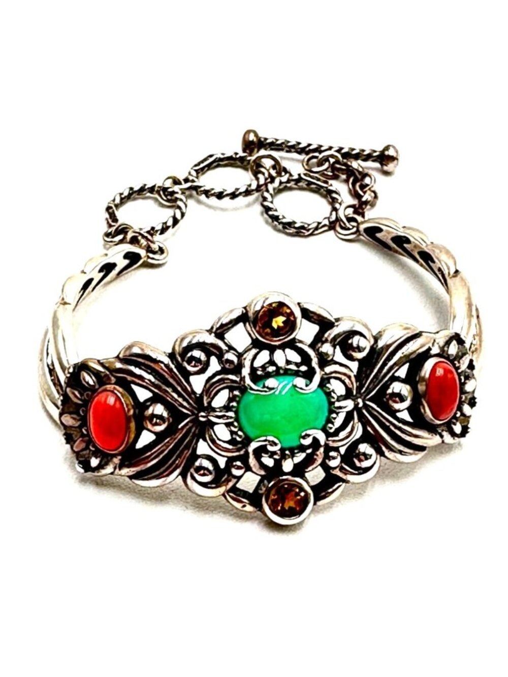Carolyn Pollack Bracelet Sterling Silver Multicolor Multi Gemstone Cuff